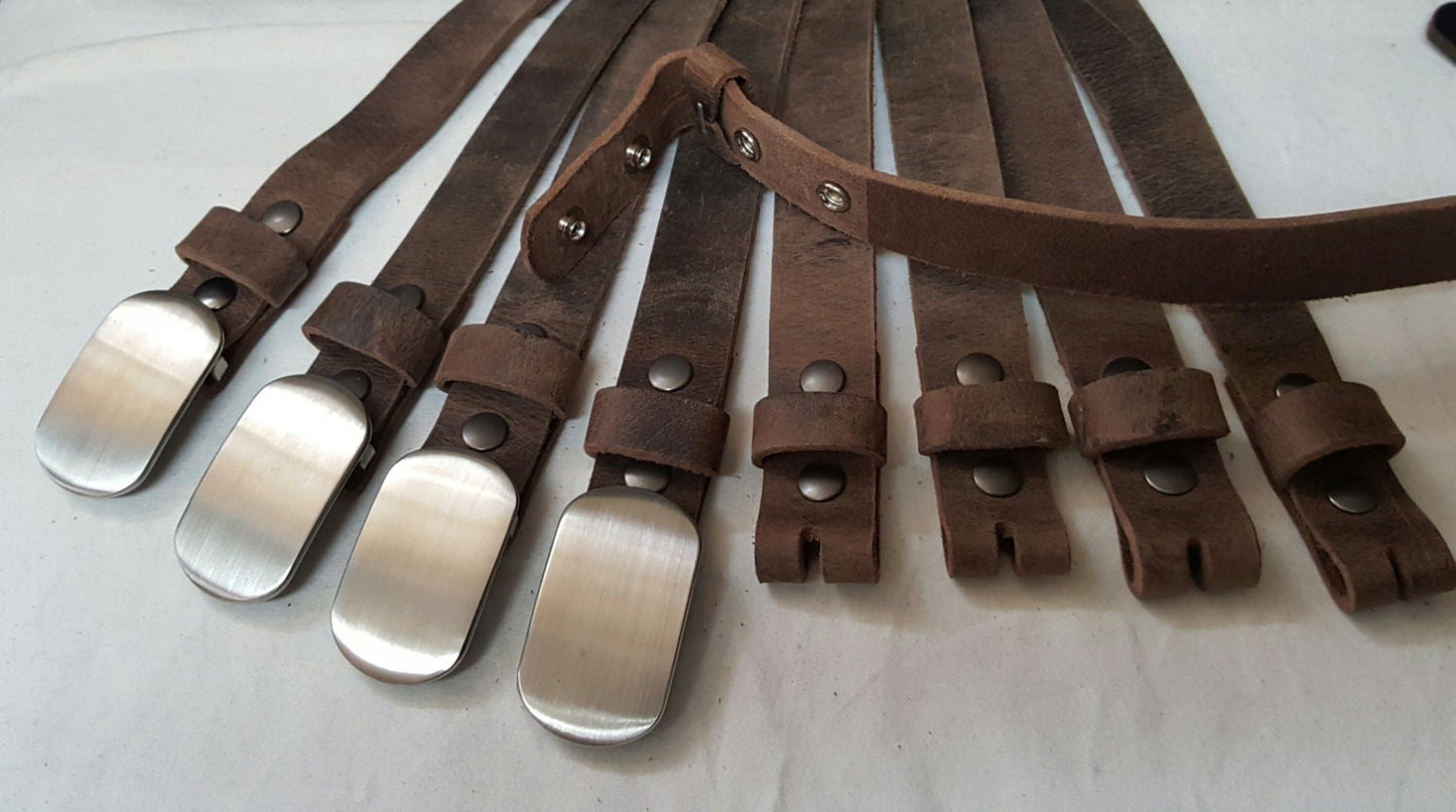 Belt & Buckle Satin Stainless Buckle and 1-1/2" Leather Belt Every Day Accessories Wedding Accessories Men's Wear Guy Gift Set