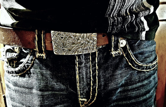 Belt & Buckle SET Jean Buckle Streetwear Forged Stainless Steel Hypoallergenic Accessories Unisex Belt Buckle and 1.5" Belt Rocker Buckle