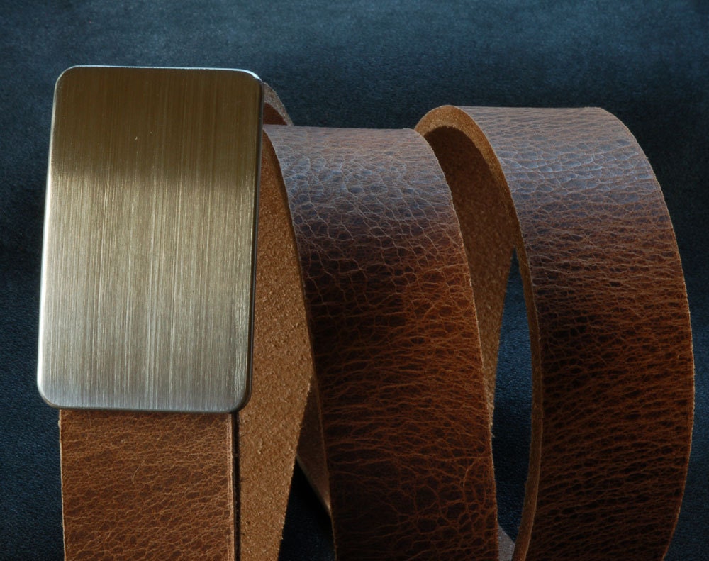 Five Belts & Buckle SET, Gift Set, Brushed Stainless Buckle, Brown Belt, Black Belt, Fawn, Distressed, Mahogany Leather Belts for 1.25" Belt