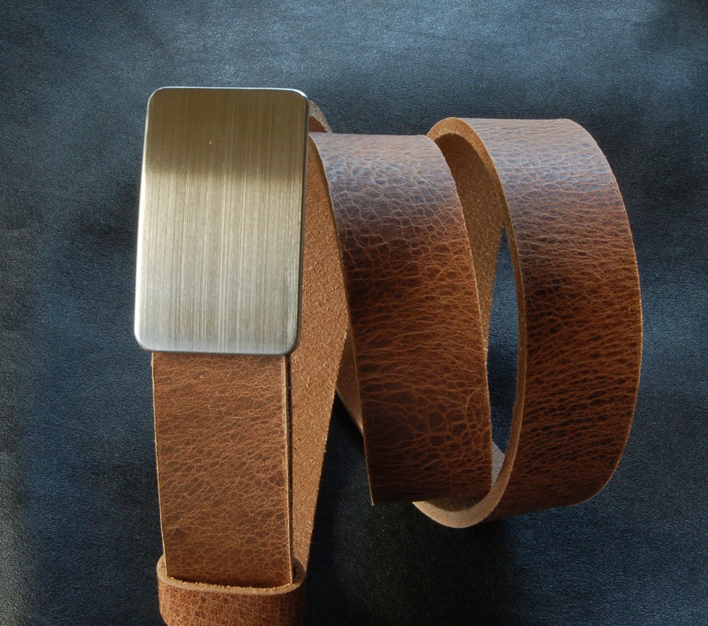 Five Belts & Buckle SET, Gift Set, Brushed Stainless Buckle, Brown Belt, Black Belt, Fawn, Distressed, Mahogany Leather Belts for 1.25" Belt