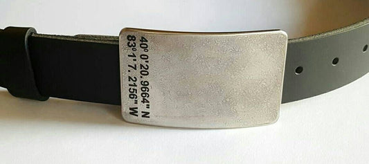 Personalized Belt & Buckle SET, Customized Accessories, Hypoallergenic, Coordinate Belt Buckle w/ 1-1/2" Leather Belt for Jeans, Unisex Gift