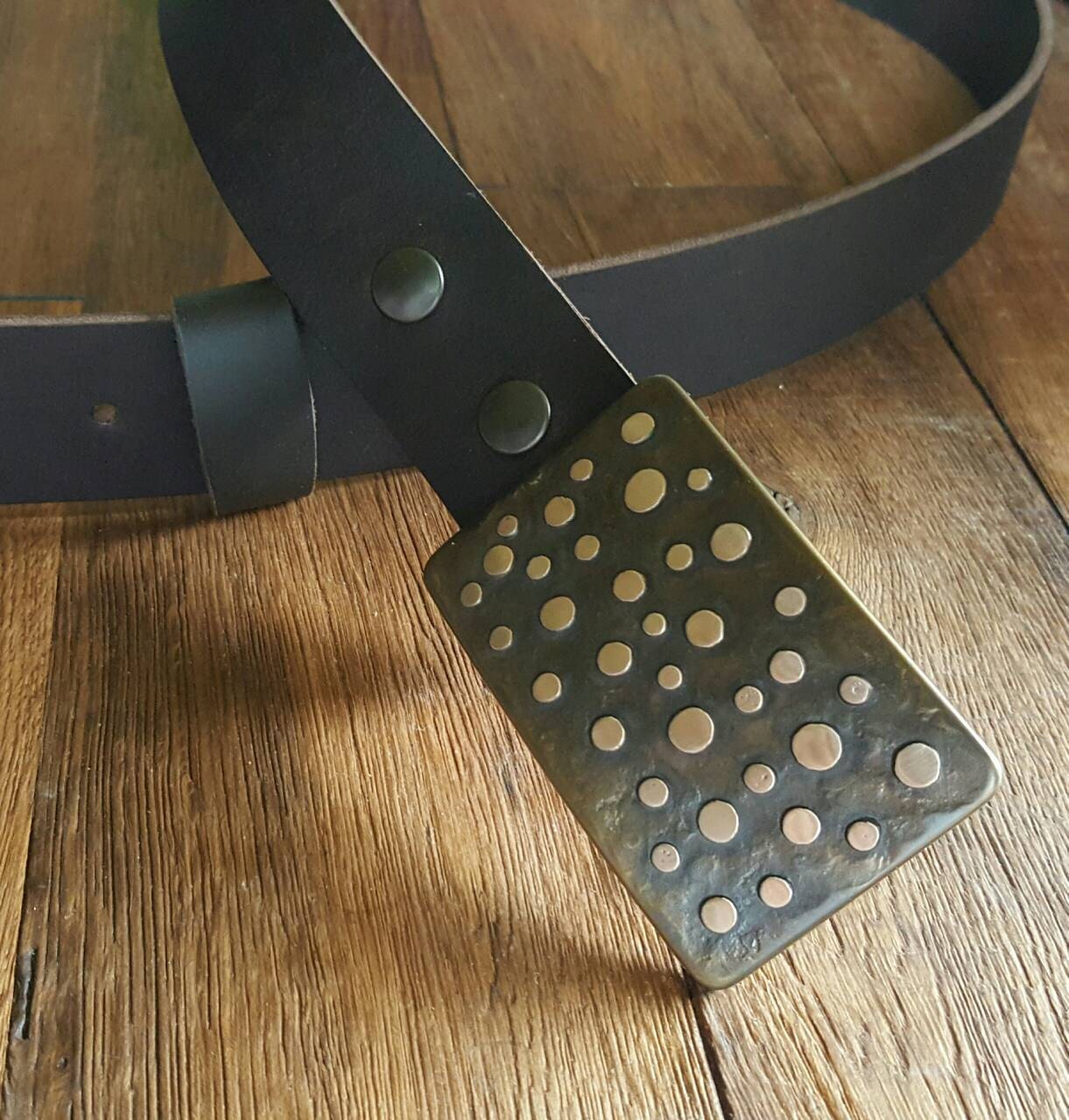 Belt Buckle, Polka Dot, Signed Original Belt Buckle, Hypoallergenic Buckle, Buckle for 1.5" Jean Belt, Hand Forged, Silver, Bronze Polka Dot