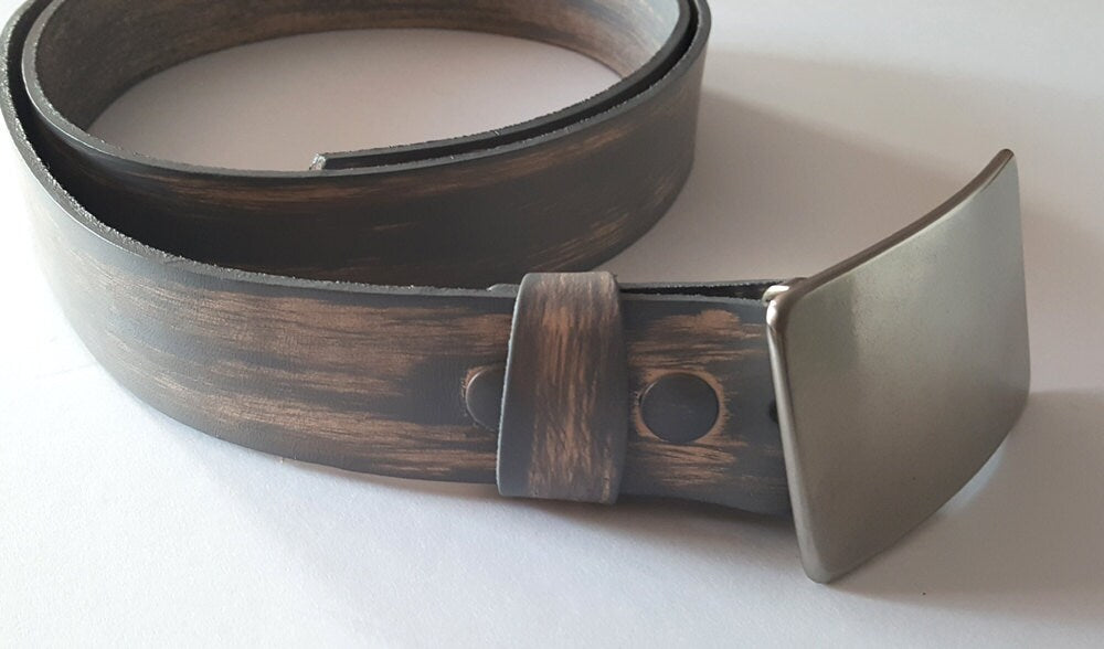 Belt & Buckle Set, Barn Board Leather Belt, Hand Forged Buckle , Authentic Canadian Gifts, Boyfriend Gift, Girlfriend Gift, Jean Accessories