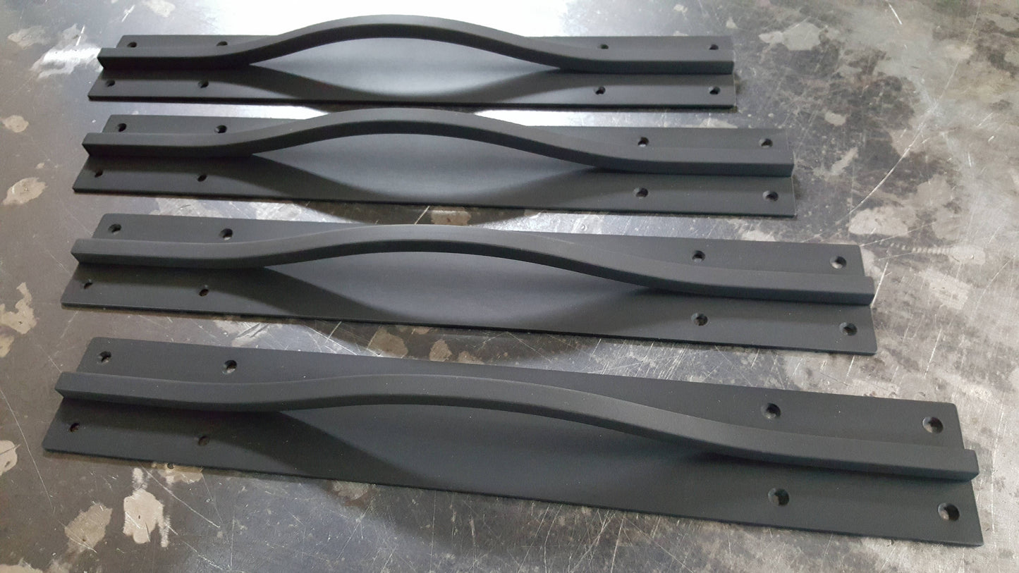 Barn Door Pull Black Hand Forged Metal Hardware Custom Steel Door Handle 15" X 3" Pre Drilled for Mounting Canadian Made Hardware Pulls