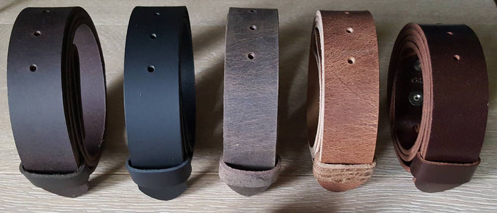 Leather Belt with SNAPS for Jeans or Suits Custom Cut Oiled Buffalo Leather Belts Five Colours w/snaps 1.5" and 1.25" Wide Made to Measure