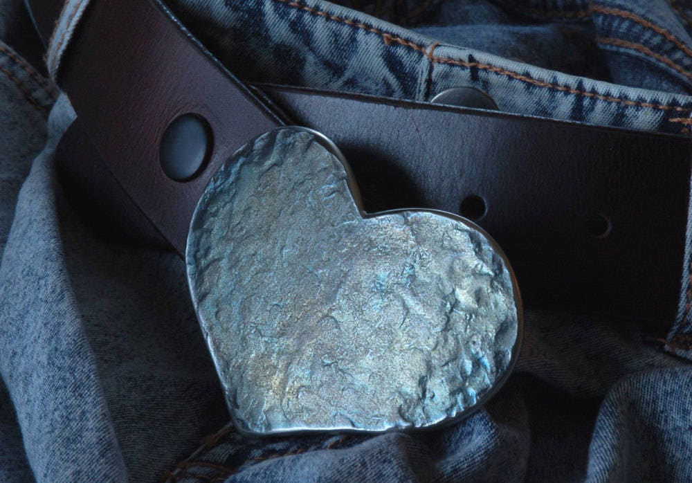 Sweet 16 HEART Belt Buckle Love Gift Heart Shaped Buckle Valentine Gift Anniversary Gift Buckle Fits 1-1/2" Leather Belt for Jeans