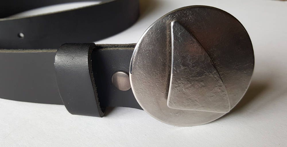 Nautical Belt and Buckle, Buckle & Leather Belt w/ Snaps, Custom Cut Belt, Sailing Accessory, Nautical Jewelry, Unisex Gift, Sailor's Gift