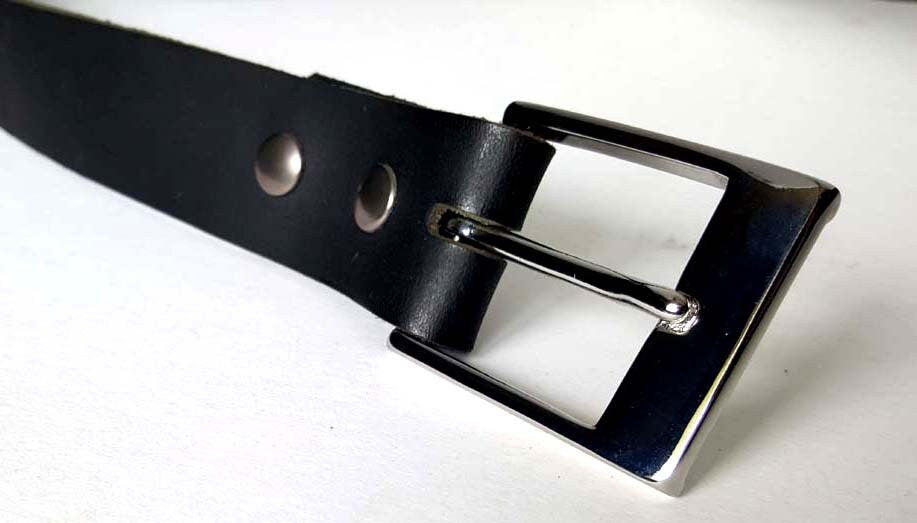 Black Leather Belt & Buckle with Snaps Every Day Belt Grooms and Groomsmen's Gifts 1-1/4" wide Belt for Suits Business Accessories