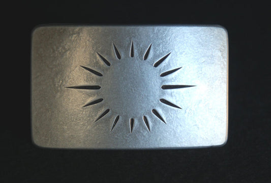 Sun Belt Buckle Hypoallergenic Stainless Steel SUNSHINE Buckle Signed Original Hand Forged Belt Buckle for Jeans Silver or Gold