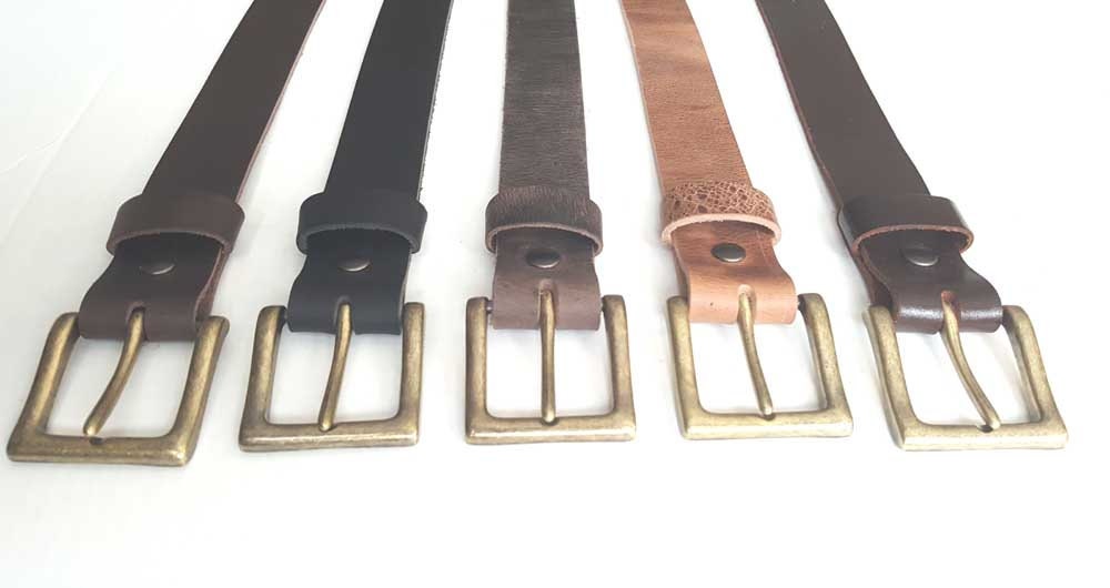 Distressed Leather Belt & Gold Buckle ~ Custom Cut ~ Grooms and Groomsmen's Gift 1-1/2" Belt with snaps for Jean or 1-1/4" Belt for Suit