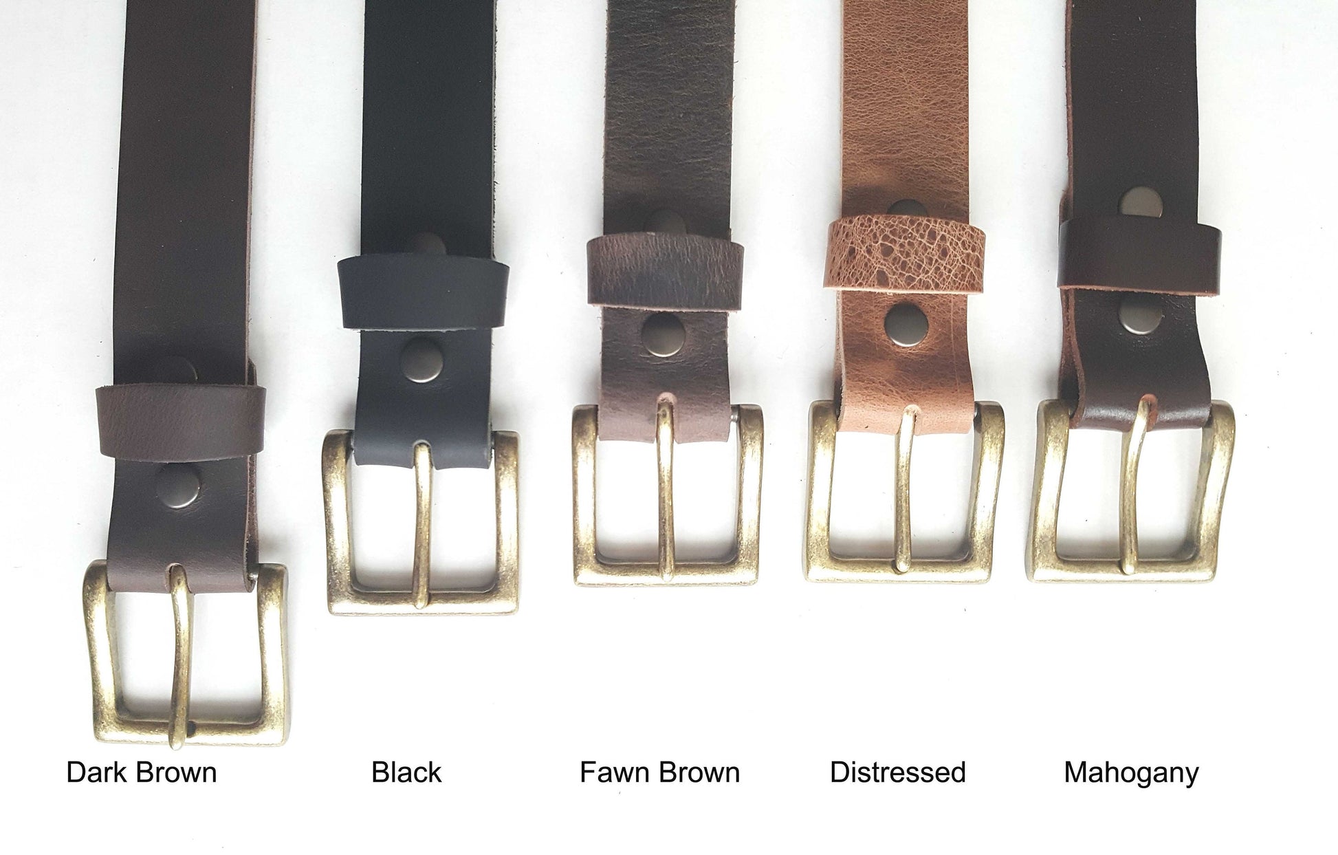 Dark Brown Leather Belt & Gold Buckle ~ Custom Cut ~ Grooms and Groomsmen's Gift 1-1/2" Belt with snaps for Jean or 1-1/4" Belt for Suits