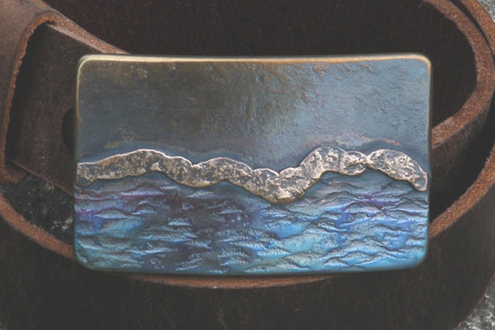 Belt Buckle Landscape Sea and Sky Buckle Outdoor Gear Buckle Designed and Signed by Artist Robert Aucoin Fits 1.5 Leather Belt for Jeans