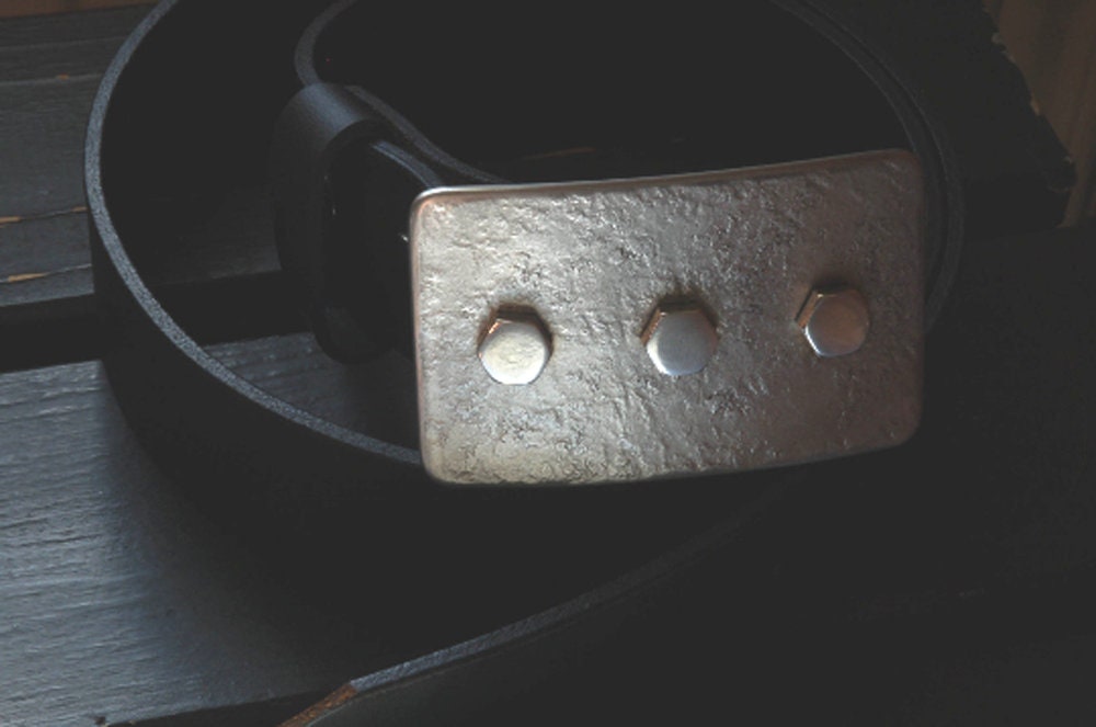 Industrial Belt Buckle Hex Head Solid Hand Forged Stainless Steel Buckle Accessory fits 1.5" Belt for Jeans & Workwear Boyfriend Gift