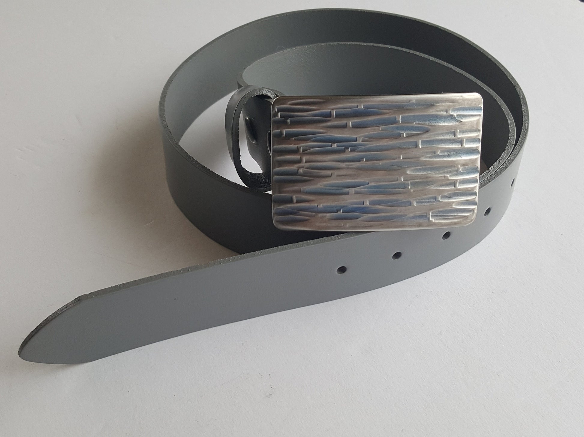 Light Grey Belt Medium Grey Belt Dark Grey Belt 1-1/4" or 1-1/2" Hand Dyed Gray Leather Belt, INTERCHANGEABLE Belt w/ Snaps, Custom Cut