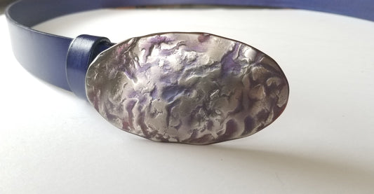 Purple Buckle and Belt Hand Forged Belt Buckle & Leather Belt w/ Snaps for Jeans or Workwear Unisex Belt and Buckle Accessories for Jeans