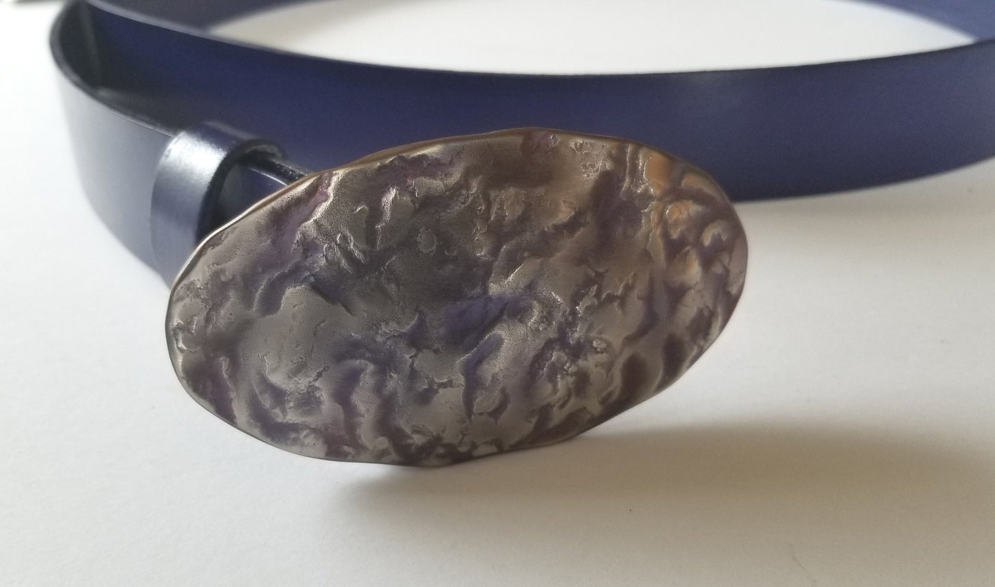 Purple Buckle and Belt Hand Forged Belt Buckle & Leather Belt w/ Snaps for Jeans or Workwear Unisex Belt and Buckle Accessories for Jeans