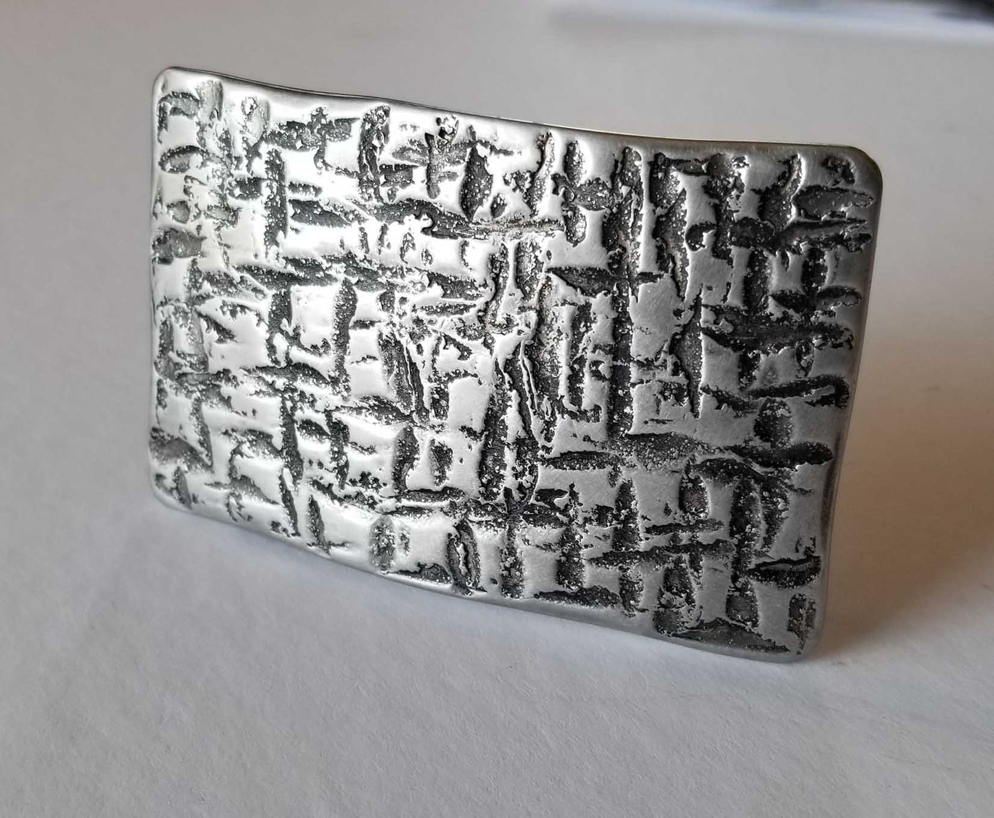 Belt Buckle Set for Jeans ~ Architectural Series ~ Silver & Black ~ Hand Forged Stainless Steel Buckle For 1-1/2" Leather Belt w/ Snaps