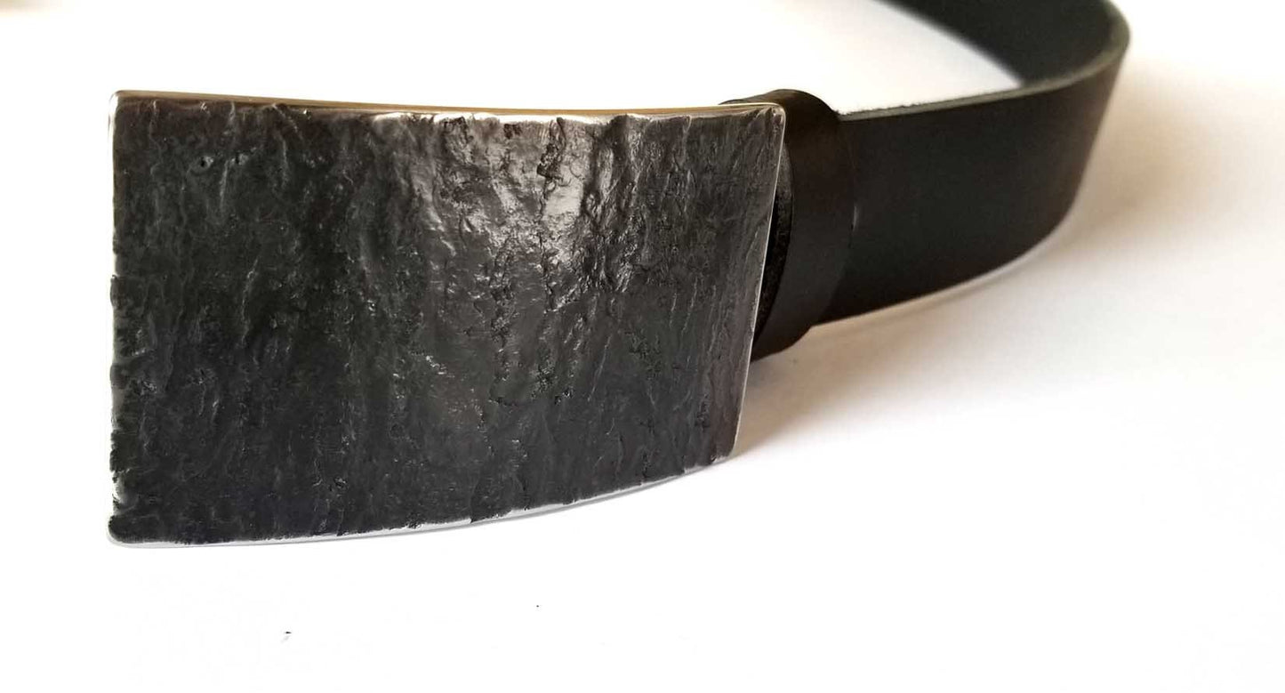 Belt Buckle Slate Belt Buckle for Jeans Canadian Made Hand Forged Stainless Steel Buckle Unisex, Fits 1-1/2" Leather Belt w/Snaps