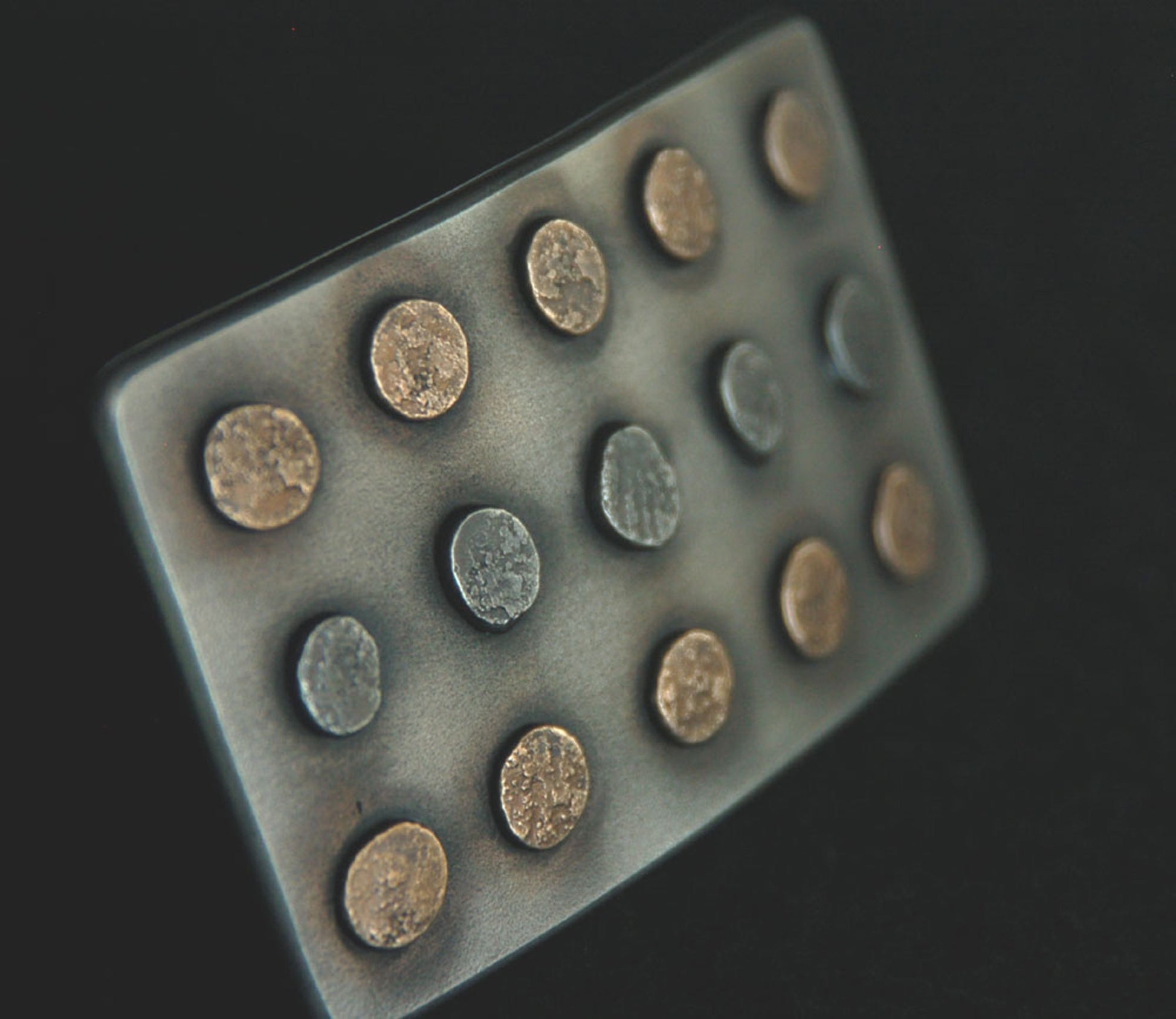 Hand forged, polka dot buckle.  Made in Canada by Kingston Metal Artist, Robert Aucoin.