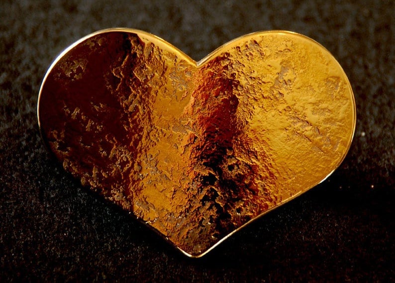 Belt Buckle Lover's Heart Bronze Anniversary Valentine's Day Hand Forged Hypoallergenic Accessories Stainless Steel Buckle Fits 1.5" Belt