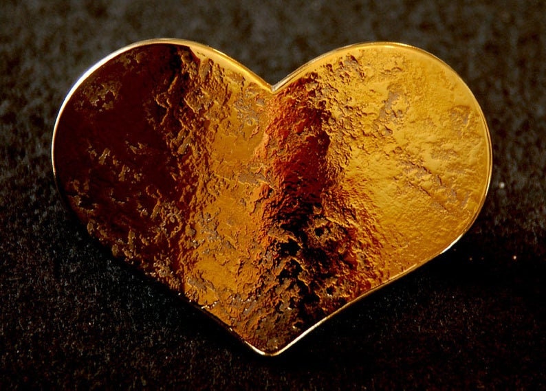 Belt Buckle, Mother's Day, Lover's Heart, Bronze Anniversary, Hand Forged, Hypoallergenic Accessories, Stainless Steel Buckle For 1.5" Belt