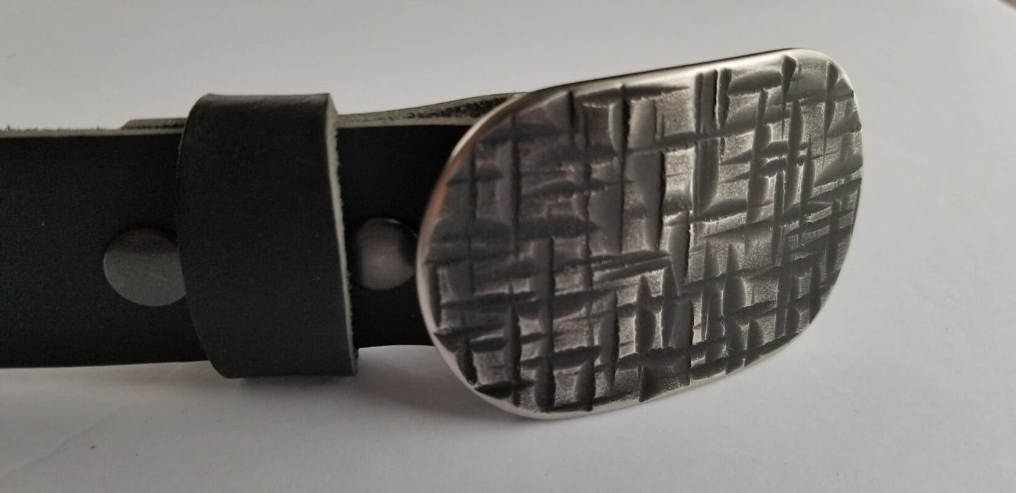 Belt and Buckle Set for Blue Jeans, Hypoallergenic Accessories, Hand Forged, Stainless Steel, Buckle For 1-1/2" Leather Belt, Gifts for Him