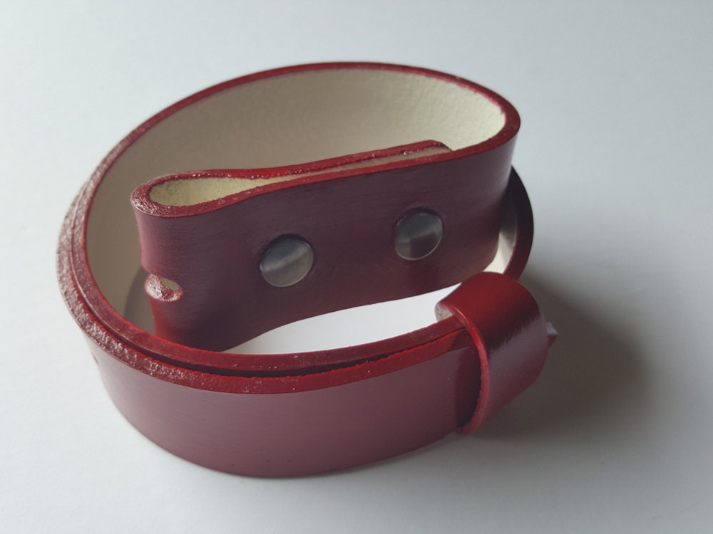 Hand Dyed Bordeaux or Cherry Belt Quality Leather Belt w/snaps Interchangeable Unisex Custom Cut Jean Belt or Suit Belt Cut to your Size