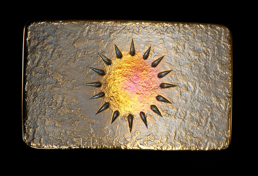 Belt Buckle, Arizona Sunshine, Sun Buckle, Florida Sun, Purple, Gold Hand Forged Buckle, Hypoallergenic Gift, Unisex Buckle Fits 1.5" Belt