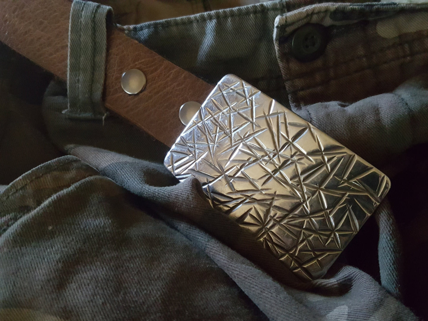 Belt and Buckle Set, Snap On, Hand Forged Stainless Steel, Hypoallergenic Accessories, Custom Cut Belt for Suits, Groom & Groomsmen's Gifts