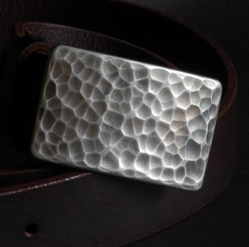 Belt and Buckle Pink Stainless Steel Buckle Unisex Hand Forged Golf Ball Textured Buckle & 1-1/2" Belt Signed Designed by Robert Aucoin