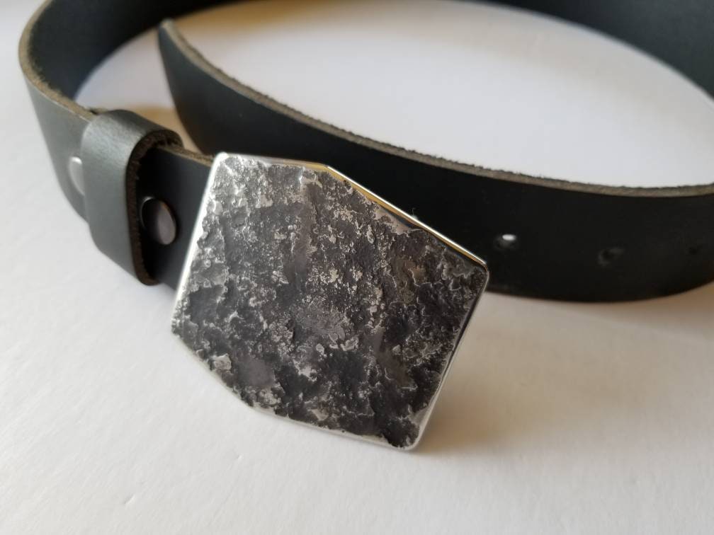 Hexagon Buckle & Belt, Unisex Buckle and Leather Belt, Hypoallergenic Buckle, Stainless Steel, Canadian Buckle and Leather Belt for Jeans