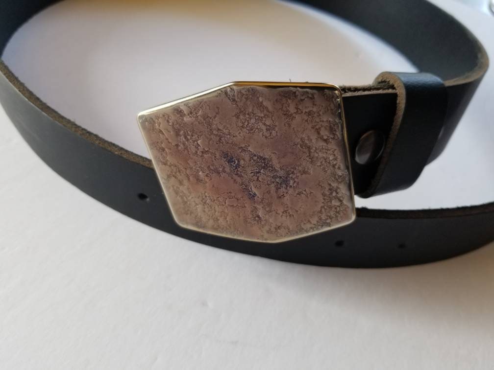 Hexagon Buckle & Belt, Unisex Buckle and Leather Belt, Hypoallergenic Buckle, Stainless Steel, Canadian Buckle and Leather Belt for Jeans