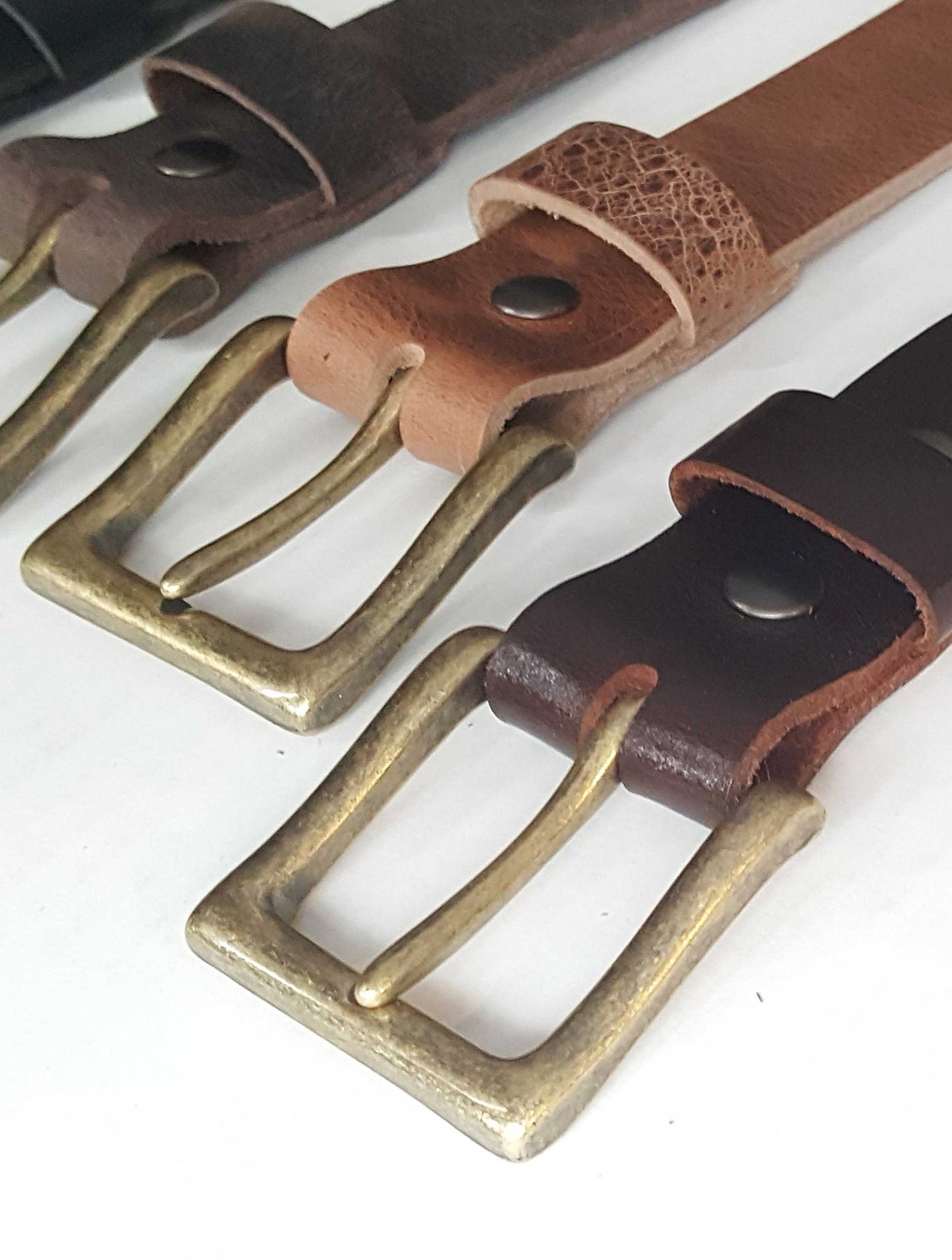 Custom Cut Leather Belt & Gold Buckle ~ Custom Cut ~ Grooms and Groomsmen's Gift 1-1/2" Belt with snaps for Jean or 1-1/4" Belt for Suits