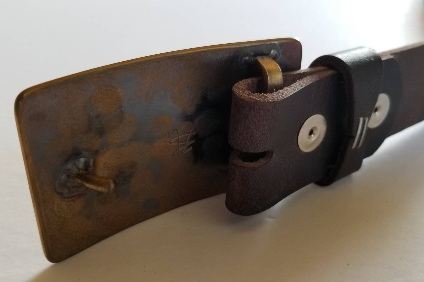 Belt Buckle, Polka Dot, Signed Original Belt Buckle, Hypoallergenic Buckle for 1.5" Jean, Hand Forged Stainless Steel Silver or Bronze Dot