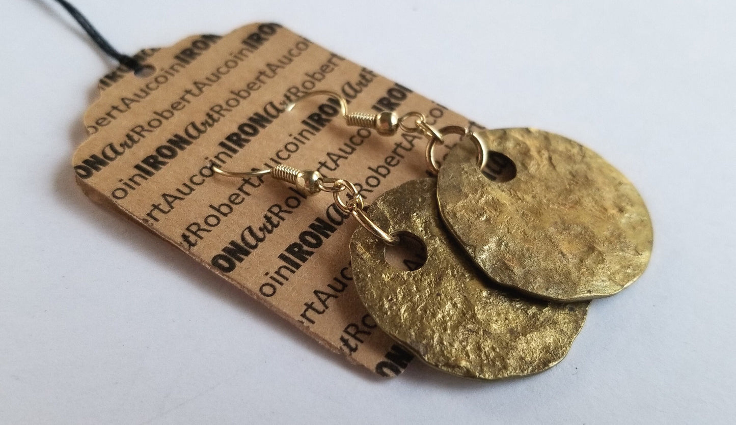 Solar Eclipse Keepsake Earrings Hammered Ancient Gold Earrings Hand Forged Lightweight Gold Earrings & Bag Mother's Day Gift for Mom
