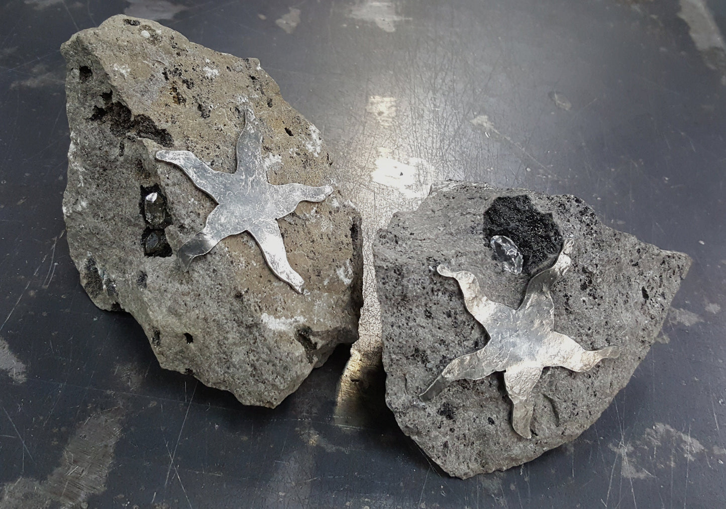 ROCK STAR Garden Decor Rock Garden Sculpture Door Stop Gardener's Gift Stainless Steel Starfish Beach Rock Hostess Gift Housewarming