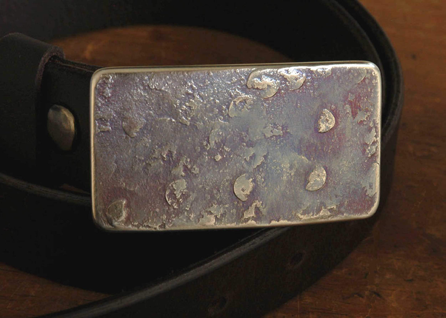 Blue Fisherman's Belt & Buckle Canadian Made Hypoallergenic Outdoorsman Gift Hand Forged Unisex Gift For 1-1/2" Jean Belt with Gift Bag