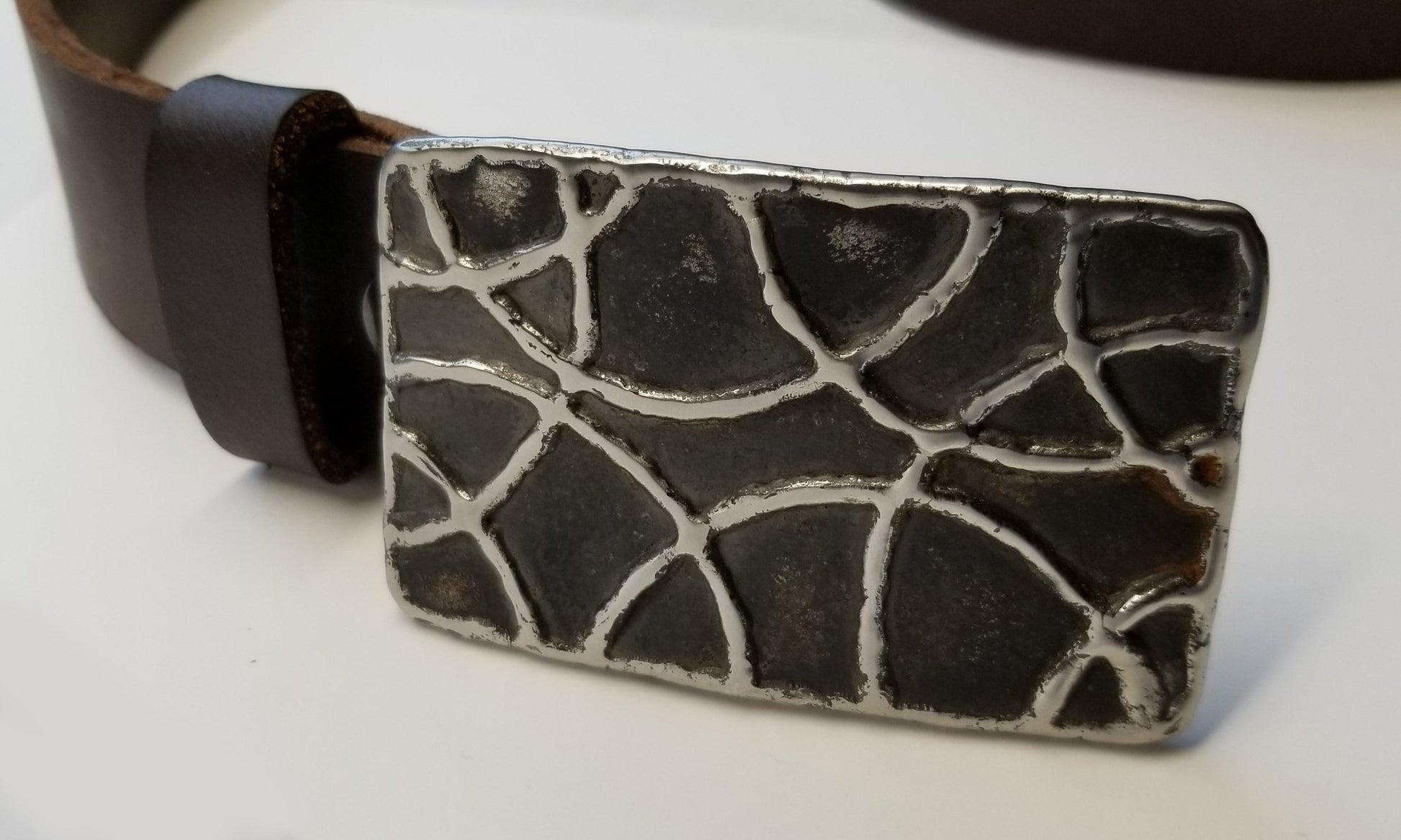 Belt and Buckle Hypoallergenic Accessories Stainless Steel with Silver or Bronze Design & 1.5" Leather Belt Stainless or Bronze Anniversary