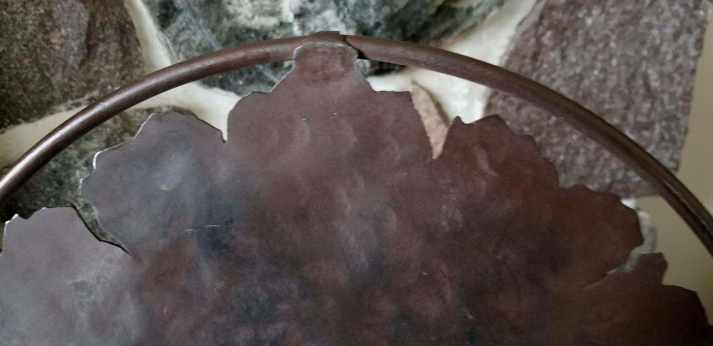 Serving Tray Rustic Metal Leaf Canadiana on Display w/ Stand Made in Canada Bronze Cottage Gift, Housewarming Gift Hostess Gift