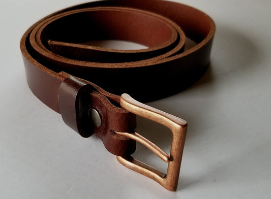 Mahogany Leather Belt & Simple Buckle Mahogany Belt and Copper Buckle, Work Gear, Belt for Jean, Belt for Suit, Gift for Guy, Dad Gift
