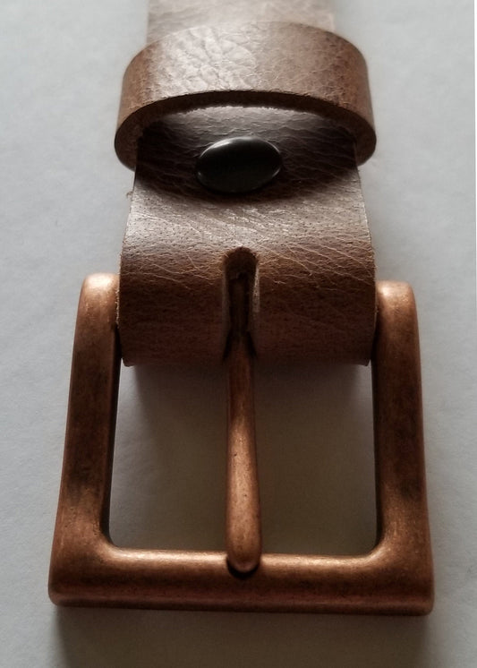 Distressed Leather Belt & Simple Buckle Distressed Belt and Copper Buckle, Work Gear, Belt for Jean, Belt for Suit, Gift for Guy, Dad Gift