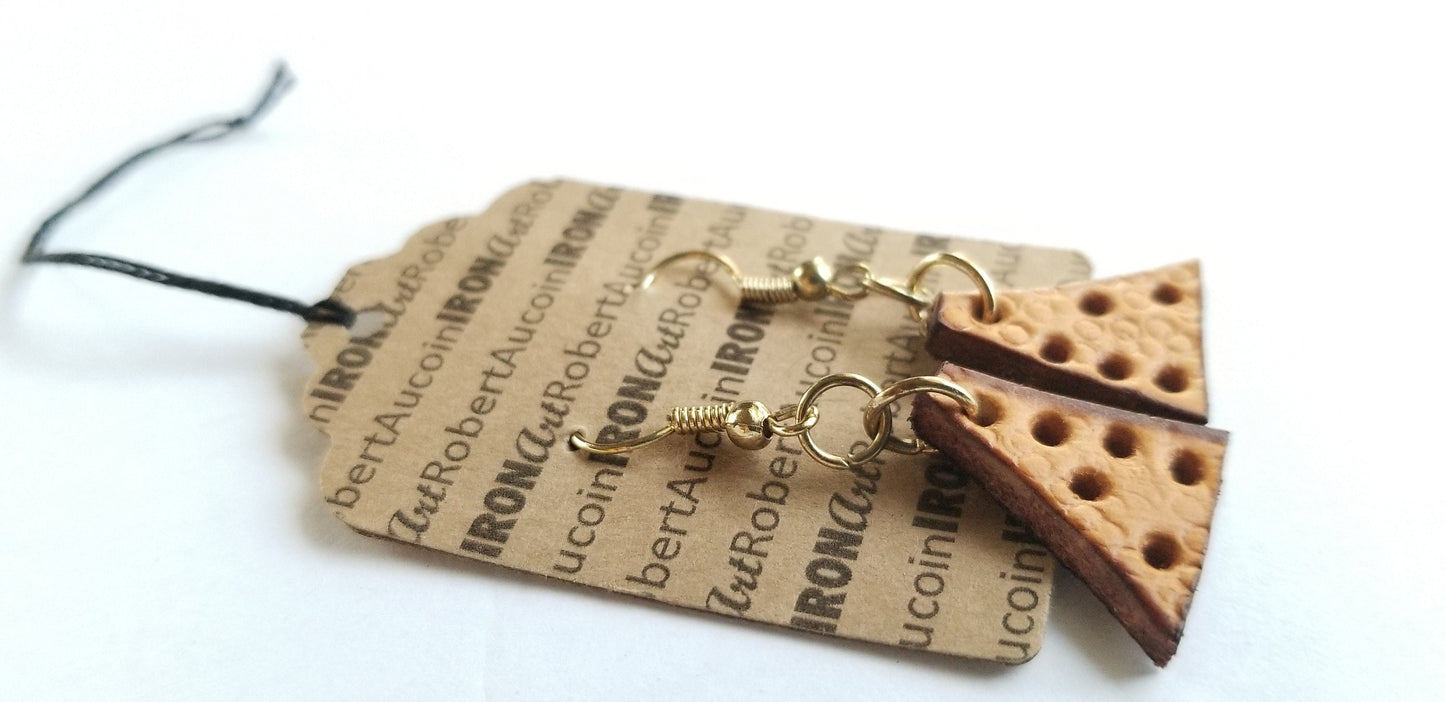 Earrings Itsy Bitsy Small Leather Earrings With Stainless Steel Hardware Tan Earrings Tiny EARRINGS Leather Earrings w/ Gift Bag
