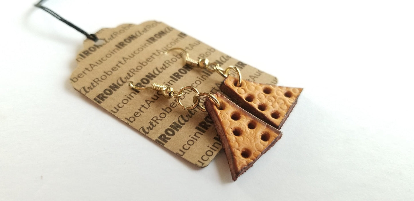 Earrings Itsy Bitsy Small Leather Earrings With Stainless Steel Hardware Tan Earrings Tiny EARRINGS Leather Earrings w/ Gift Bag