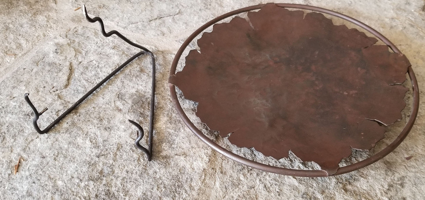 Serving Tray Rustic Metal Leaf Canadiana on Display w/ Stand Made in Canada Bronze Cottage Gift, Housewarming Gift Hostess Gift