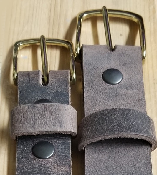 Unisex Leather Belt & Gold Buckle for Suits Jeans Custom Cut Groom and Groomsmen's Gift Belt w/snaps Holiday Gifts for Guys or Gals