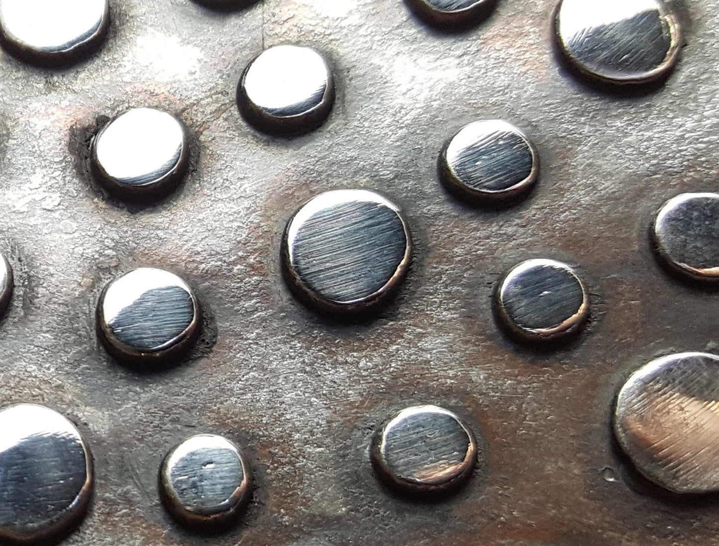 Belt Buckle, Polka Dot, Signed Original Belt Buckle, Hypoallergenic Buckle for 1.5" Jean, Hand Forged Stainless Steel Silver or Bronze Dot