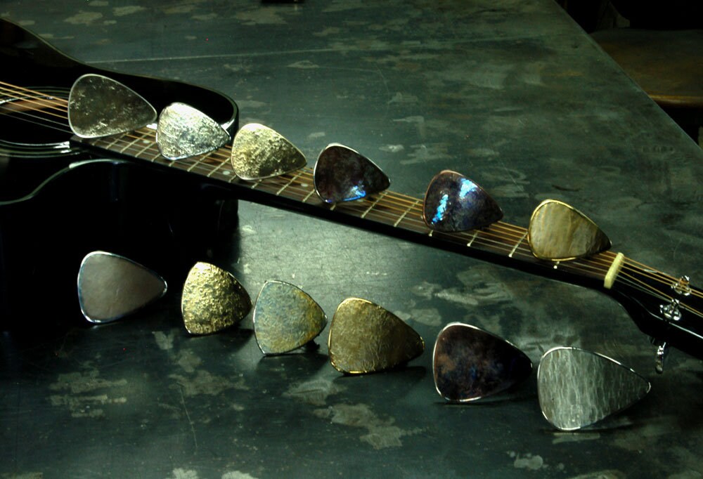 Buckle & Belt, Guitar Pick, Canadian Made, Hypoallergenic, Musician's Buckle, Hand Forged, Stainless Steel Buckle and Belt for Blue Jeans