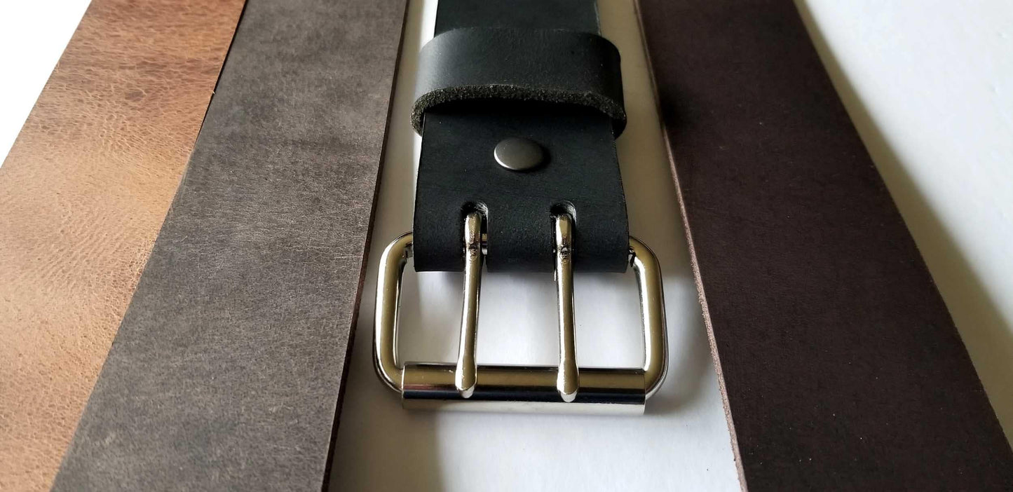 Two (2)INCH Leather Belt & Buckle, Two Rows of Holes, Biker Belt, Celtic Attire, Kilt Buckle, INTERCHANGEABLE Snap Belt, 2" Leather Belts