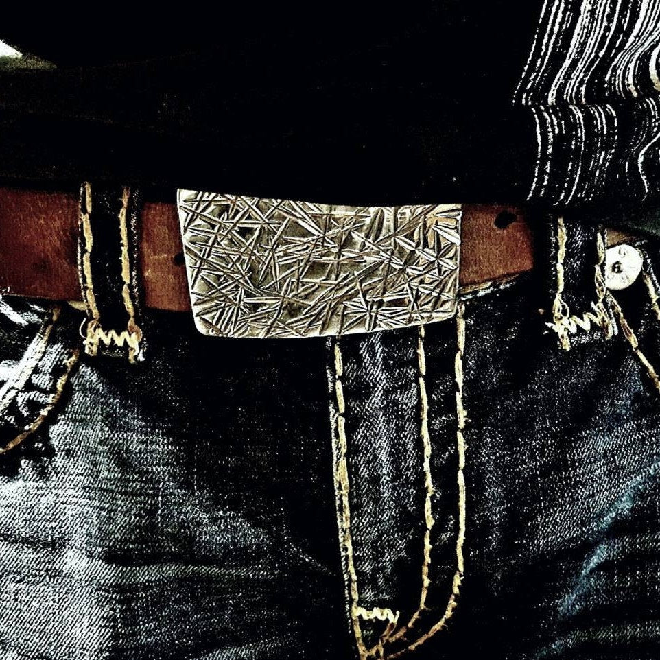 Belt and Buckle Set, Snap On, Hand Forged Stainless Steel, Hypoallergenic Accessories, Custom Cut Belt for Suits, Groom & Groomsmen's Gifts