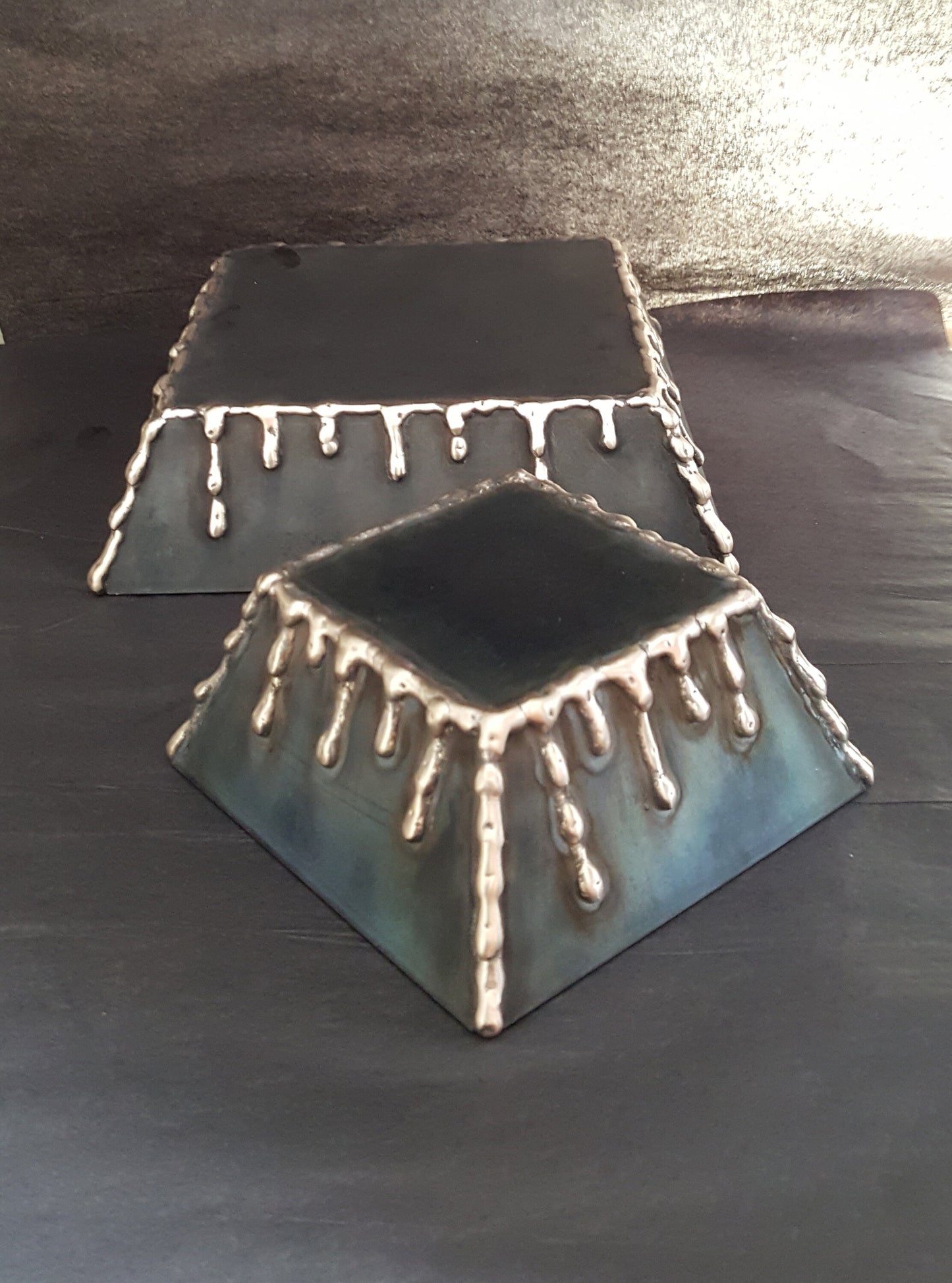 Display Stand, Bronze & Black Metal Pedistal, Candle Holder Display, Jewelry Display, Candle Display, Mantle Centerpiece, Bronze Drizzle